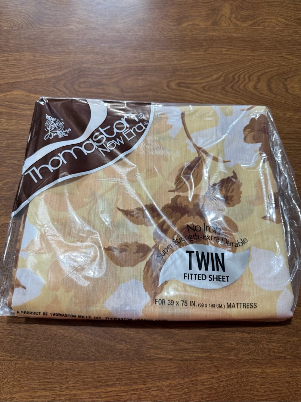 Thomaston Floral Vintage Fitted Twin Sheet Brown 70s Cotton Polyester Blend NWT